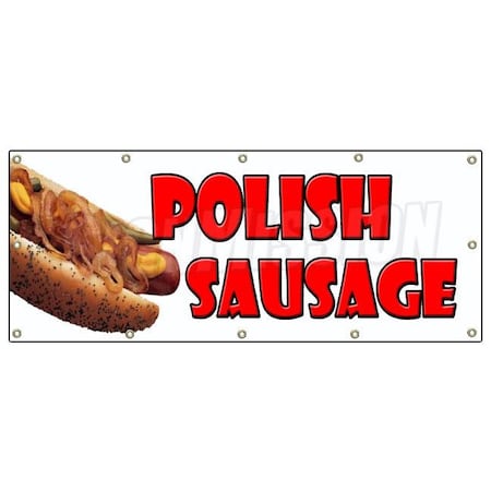 Signmission POLISH SAUSAGE BANNER SIGN sandwich concession sign B-120 Polish Sausage